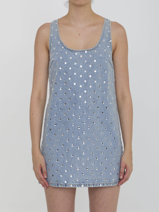 Self Portrait Rhinestone Denim Mini Dress - Ellie Belle