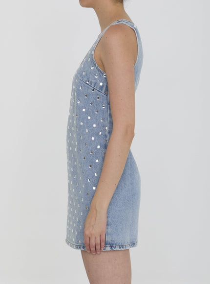 Self Portrait Rhinestone Denim Mini Dress - Ellie Belle