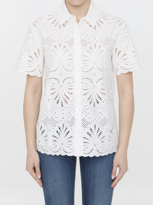 Self Portrait Sangallo Lace Shirt - Ellie Belle