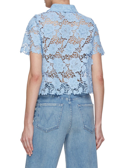 Self Portrait Women's Blue Lace Top - Ellie Belle