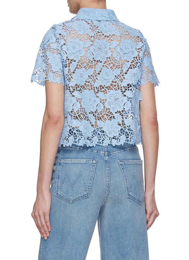Self Portrait Women's Blue Lace Top