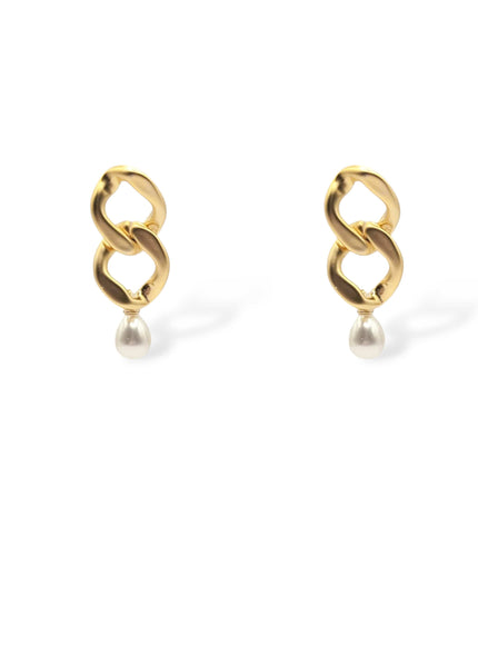 Serena Chain Link & Pearl Drop Earrings