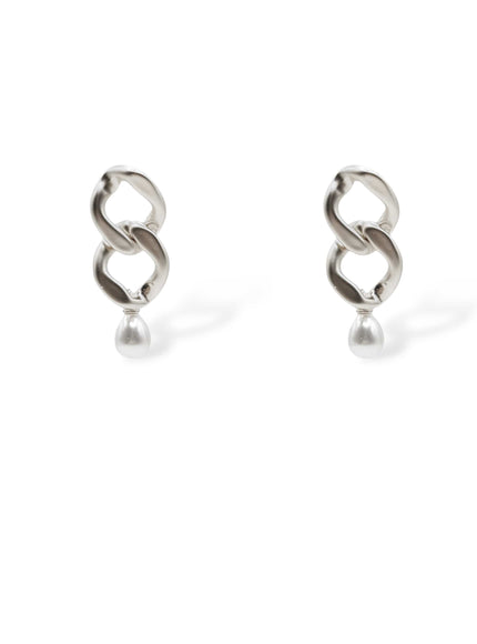 Serena Chain Link & Pearl Drop Earrings