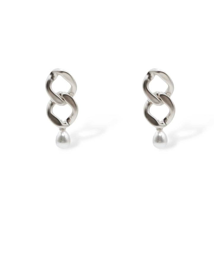 Serena Chain Link & Pearl Drop Earrings
