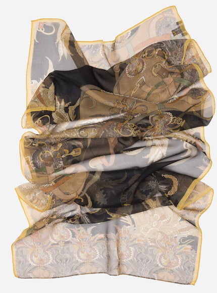 Elizabetta Alessandra Long Sheer Silk Scarf - Black