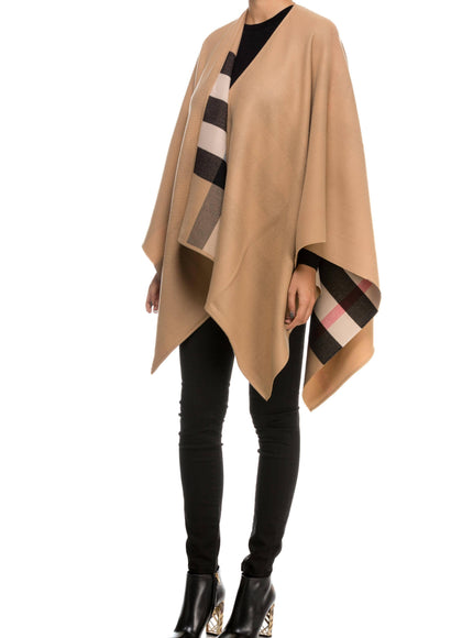 Burberry Charlotte Wool Reversible Poncho Cape - Ellie Belle