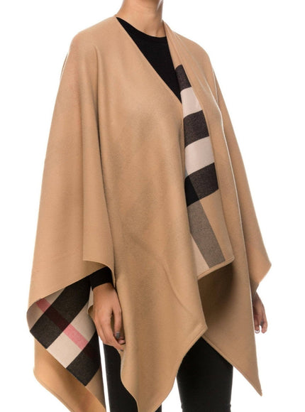 Burberry Charlotte Wool Reversible Poncho Cape