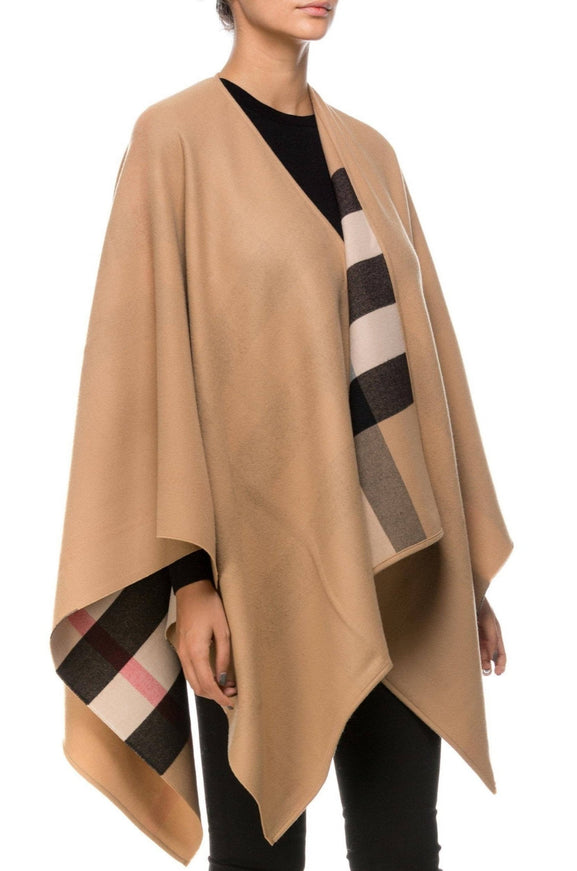 Burberry Charlotte Wool Reversible Poncho Cape