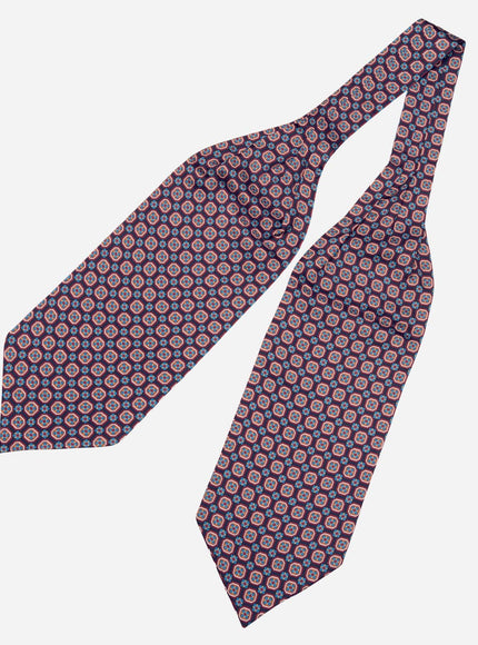 Elizabetta Barberini - Silk Ascot Cravat Tie - Blue and Navy