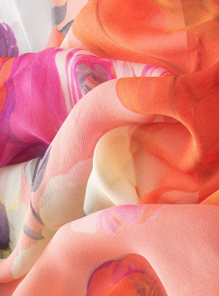 Elizabetta Campo de' Fiori Long Sheer Silk Scarf - Coral