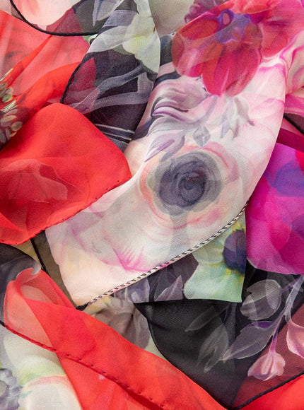 Elizabetta Campo de' Fiori Long Sheer Silk Scarf - Black