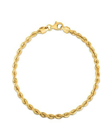 Silk Rope Chain Bracelet in 14k Yellow Gold (3.0 mm) - Ellie Belle