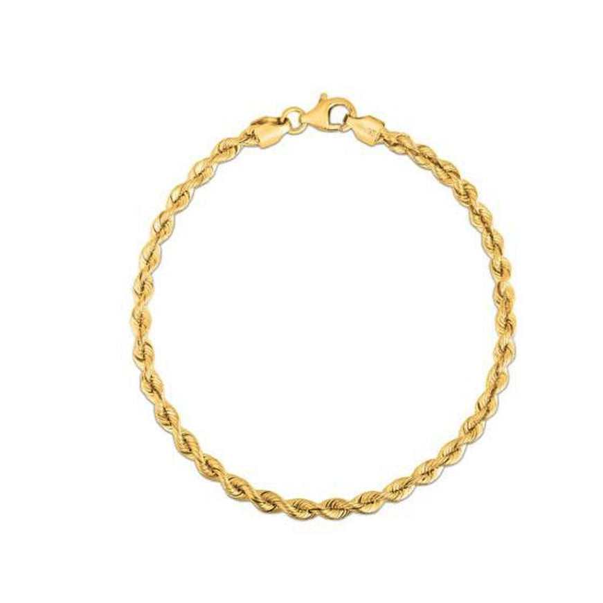 Silk Rope Chain Bracelet in 14k Yellow Gold (3.0 mm) - Ellie Belle