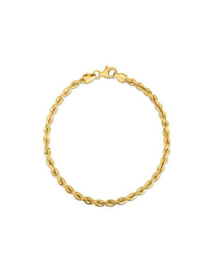 Silk Rope Chain Bracelet in 14k Yellow Gold (3.0 mm) - Ellie Belle