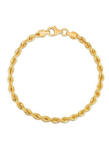 Silk Rope Chain Bracelet in 14k Yellow Gold (3.7 mm) - Ellie Belle