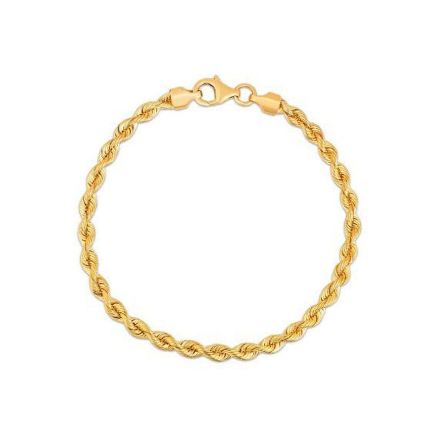 Silk Rope Chain Bracelet in 14k Yellow Gold (3.7 mm) - Ellie Belle