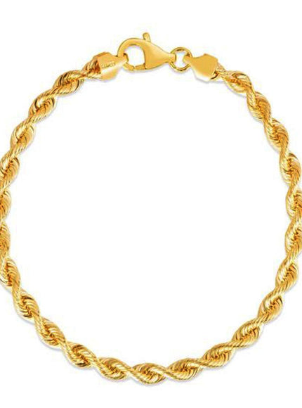 Silk Rope Chain Bracelet in 14k Yellow Gold (4.3 mm) - Ellie Belle