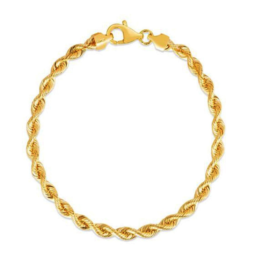 Silk Rope Chain Bracelet in 14k Yellow Gold (4.3 mm) - Ellie Belle