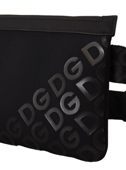 Sleek Black Monogram Neoprene Fanny Pack - Ellie Belle