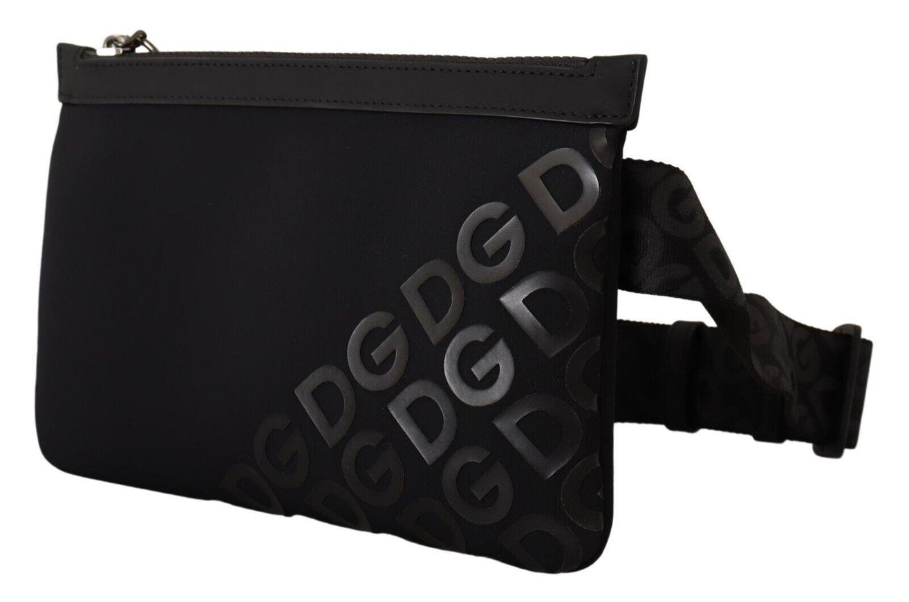 Sleek Black Monogram Neoprene Fanny Pack - Ellie Belle