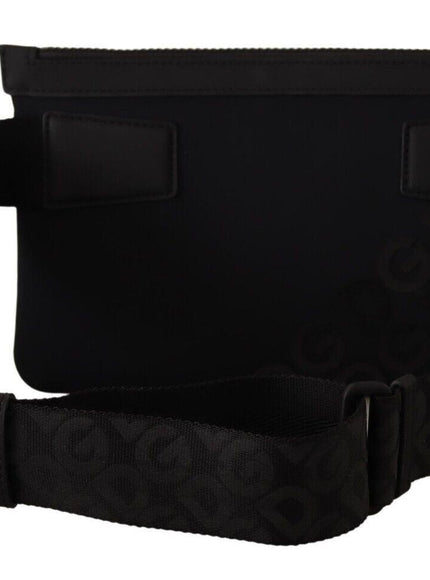 Sleek Black Monogram Neoprene Fanny Pack - Ellie Belle