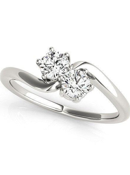 Solitaire Two Stone Diamond Ring in 14k White Gold (1/2 cttw) - Ellie Belle