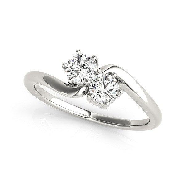 Solitaire Two Stone Diamond Ring in 14k White Gold (1/2 cttw) - Ellie Belle