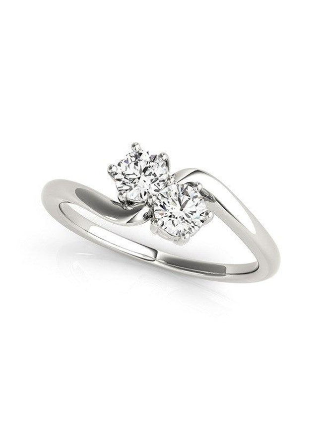 Solitaire Two Stone Diamond Ring in 14k White Gold (1/2 cttw) - Ellie Belle