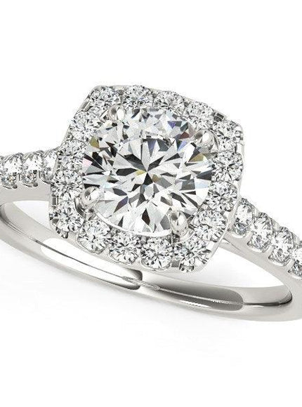 Square Shape Halo Diamond Engagement Ring in 14k White Gold (1 1/2 cttw) - Ellie Belle
