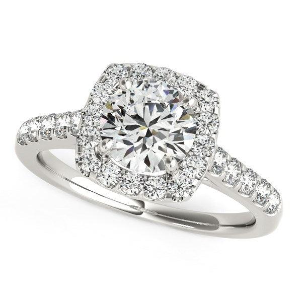 Square Shape Halo Diamond Engagement Ring in 14k White Gold (1 1/2 cttw) - Ellie Belle