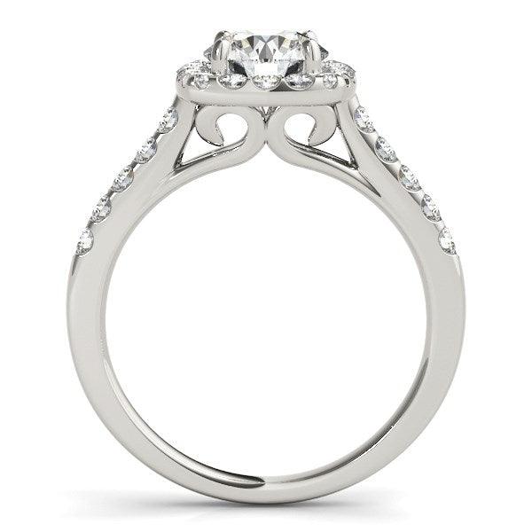 Square Shape Halo Diamond Engagement Ring in 14k White Gold (1 1/2 cttw) - Ellie Belle