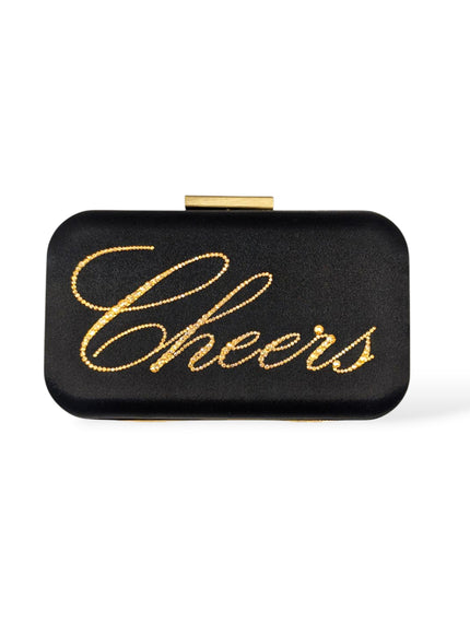 Stella Cheers Clutch in Black with Gold Crystals