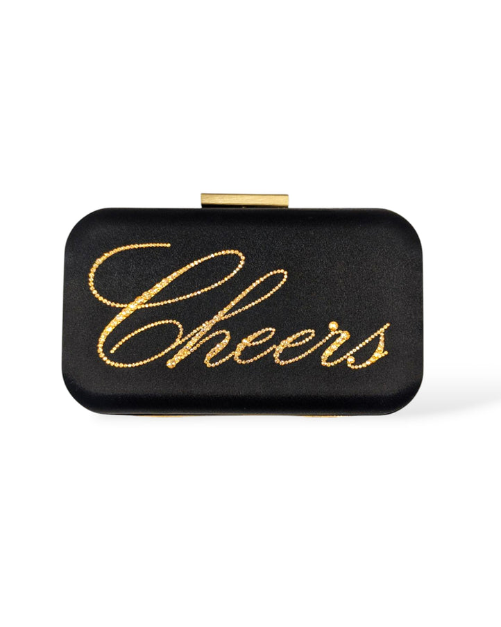 Ariel Taub Stella Cheers Clutch in Black with Gold Crystals