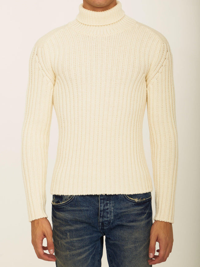 Ten C White Wool Turtleneck - Ellie Belle