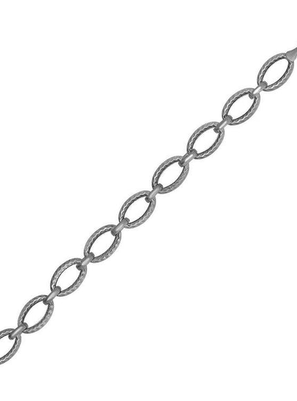 Textured Oval Link Bracelet in 14k White Gold - Ellie Belle