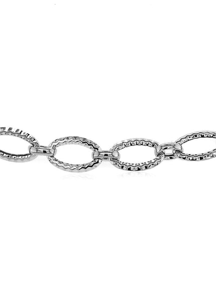 Textured Oval Link Bracelet in 14k White Gold - Ellie Belle