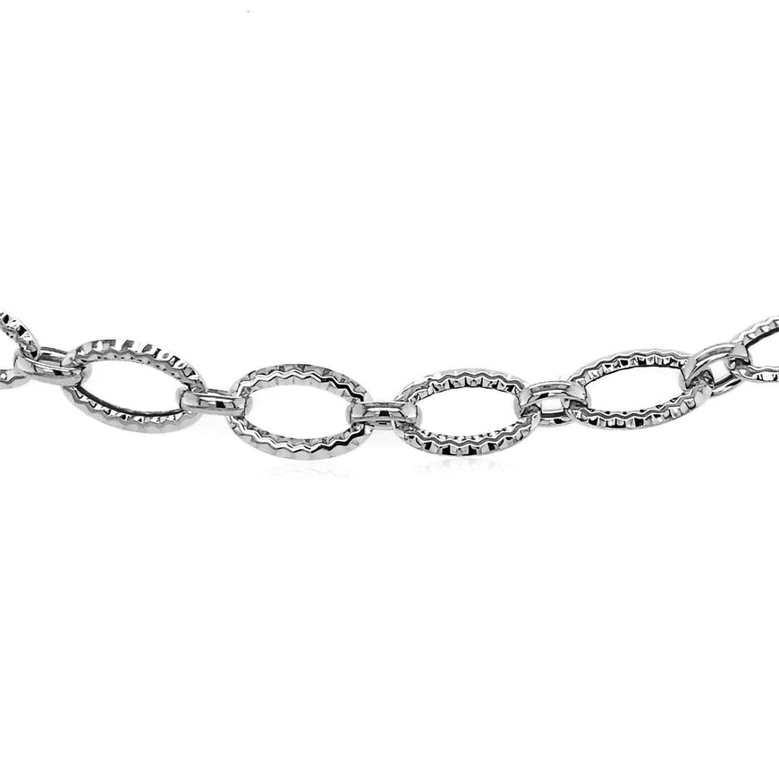 Textured Oval Link Bracelet in 14k White Gold - Ellie Belle