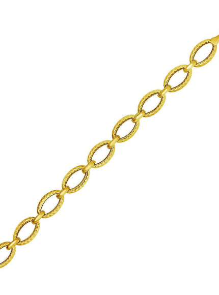 Textured Oval Link Bracelet in 14k Yellow Gold - Ellie Belle