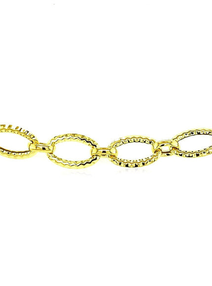 Textured Oval Link Bracelet in 14k Yellow Gold - Ellie Belle