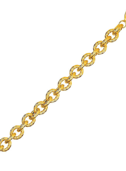 Textured Oval Link Bracelet in 14k Yellow Gold - Ellie Belle