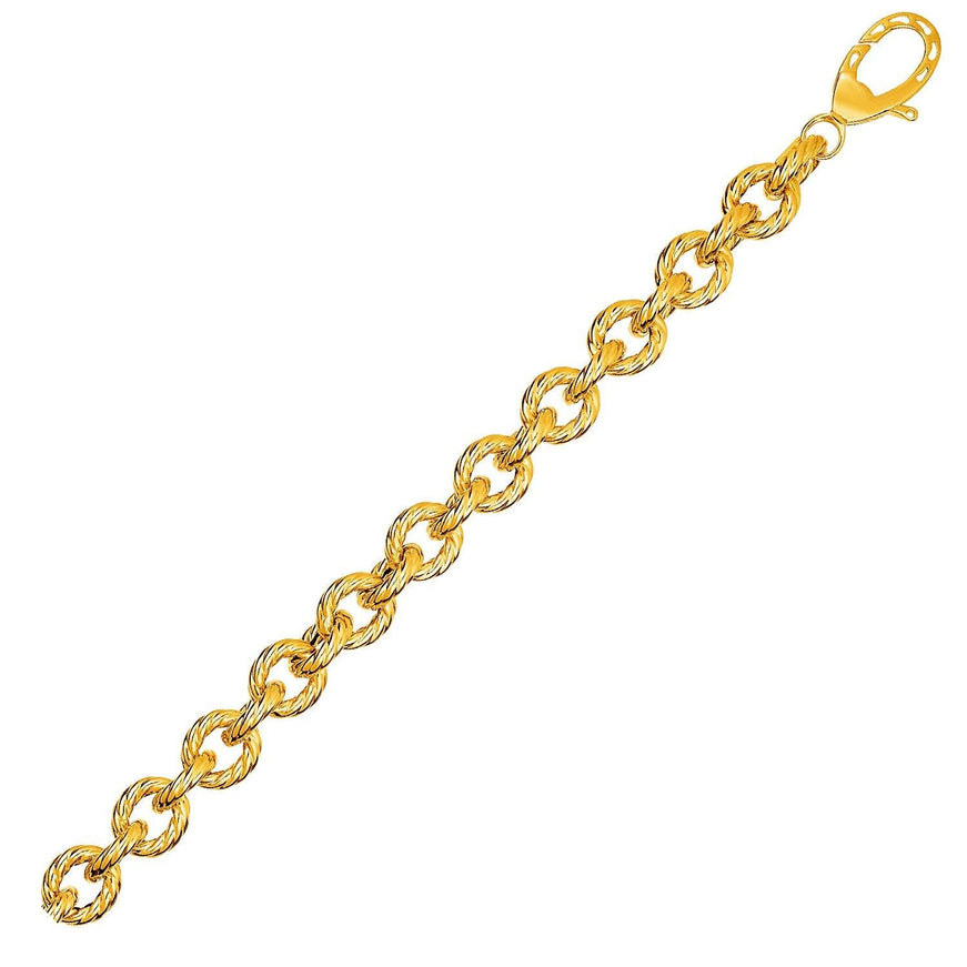 Textured Oval Link Bracelet in 14k Yellow Gold - Ellie Belle