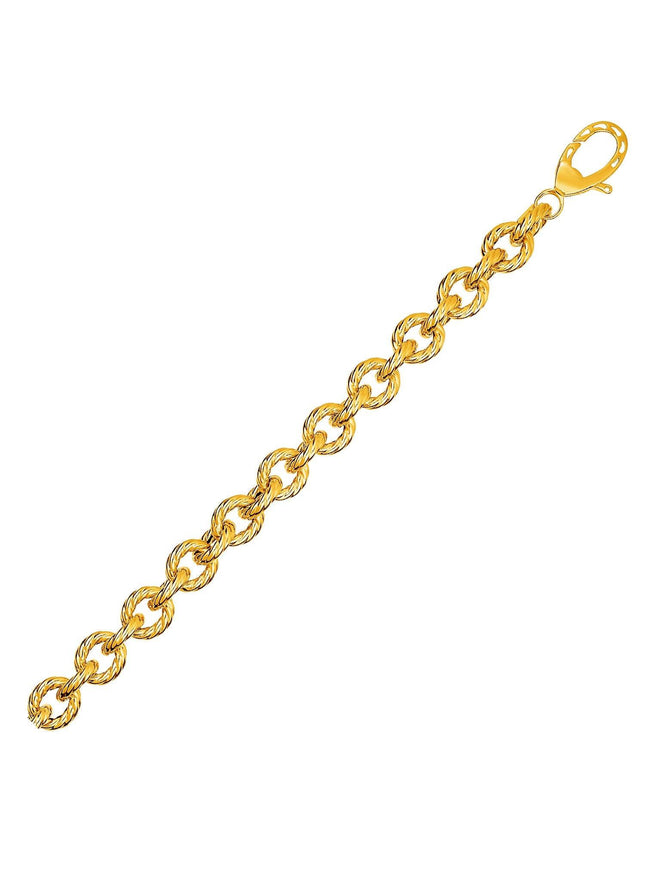Textured Oval Link Bracelet in 14k Yellow Gold - Ellie Belle
