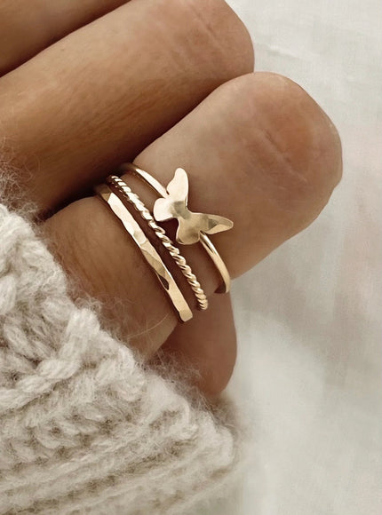 Tiny Butterfly Stacking Ring Set