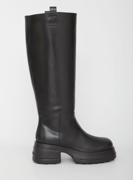 Tod's Platform Boots In Leather - Ellie Belle