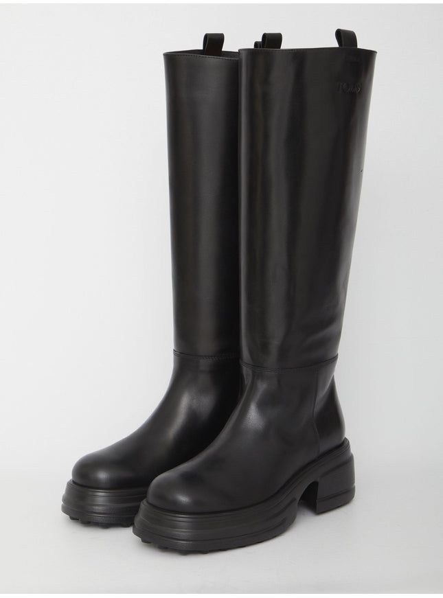 Tod's Platform Boots In Leather - Ellie Belle