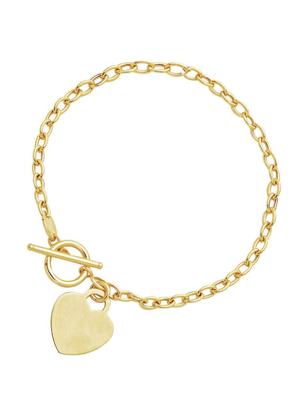 Toggle Bracelet with Heart Charm in 14k Yellow Gold - Ellie Belle