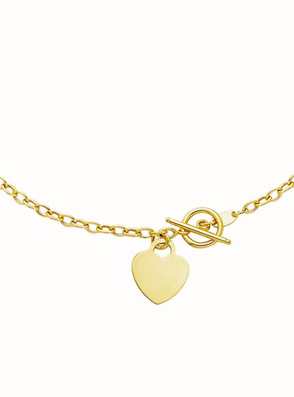 Toggle Bracelet with Heart Charm in 14k Yellow Gold - Ellie Belle