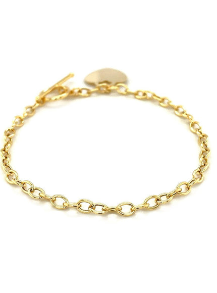 Toggle Bracelet with Heart Charm in 14k Yellow Gold - Ellie Belle