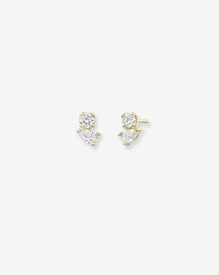 Zoe Lev Diamond Toi et Moi Stud Earrings