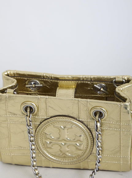 Tory Burch Fleming Soft Metallic Quilt Mini Chain Tote Bag - Ellie Belle